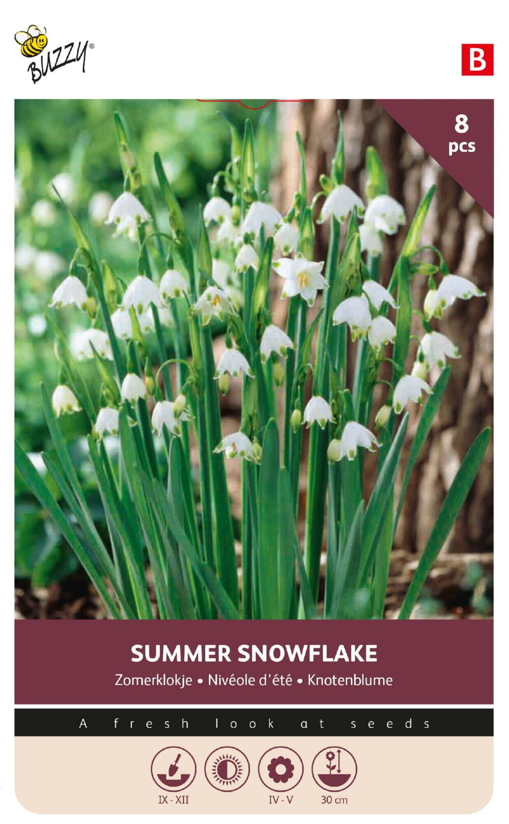 Zomerklokje bollen Snowflake 8st.