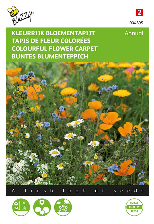 Buzzy Kleurrijk Bloementapijt Zaden Annual