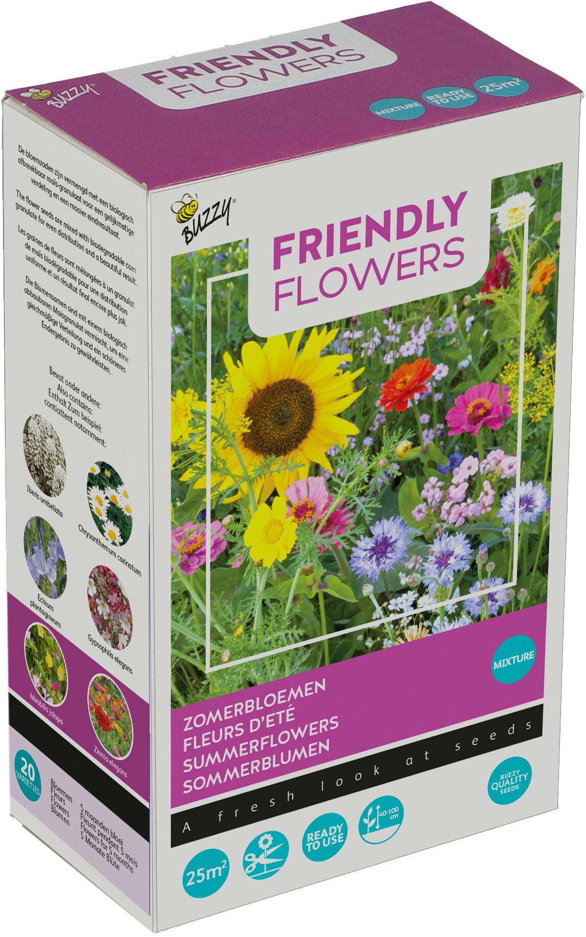 Buzzy Friendly Flowers Strooidoosje Zomerbloemen 25m2