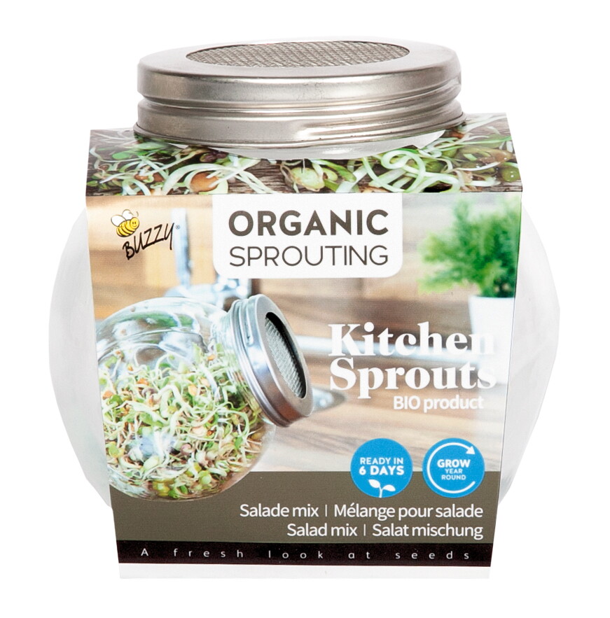 Buzzy Organic Sprouting Salade Mix Met Glazen Pot