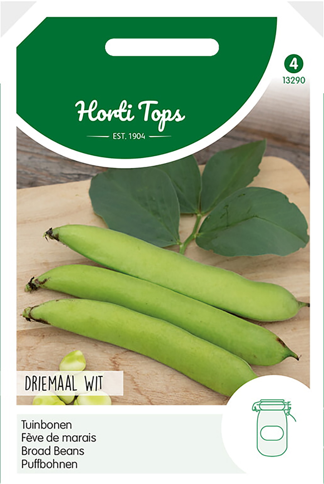 HT Tuinbonen Zaden Driemaal Wit 100g