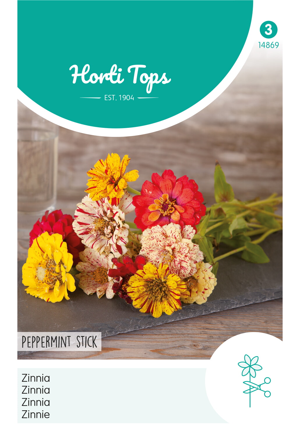 HT Zinnia Zaden Peppermint Stick